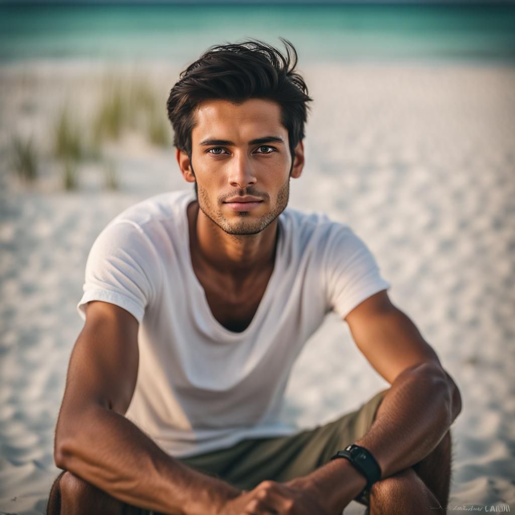 Man on Maldives Beach, Professional Photography