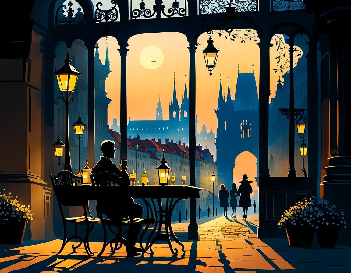 Gothic Prague Illuminated in Soft Evening Light