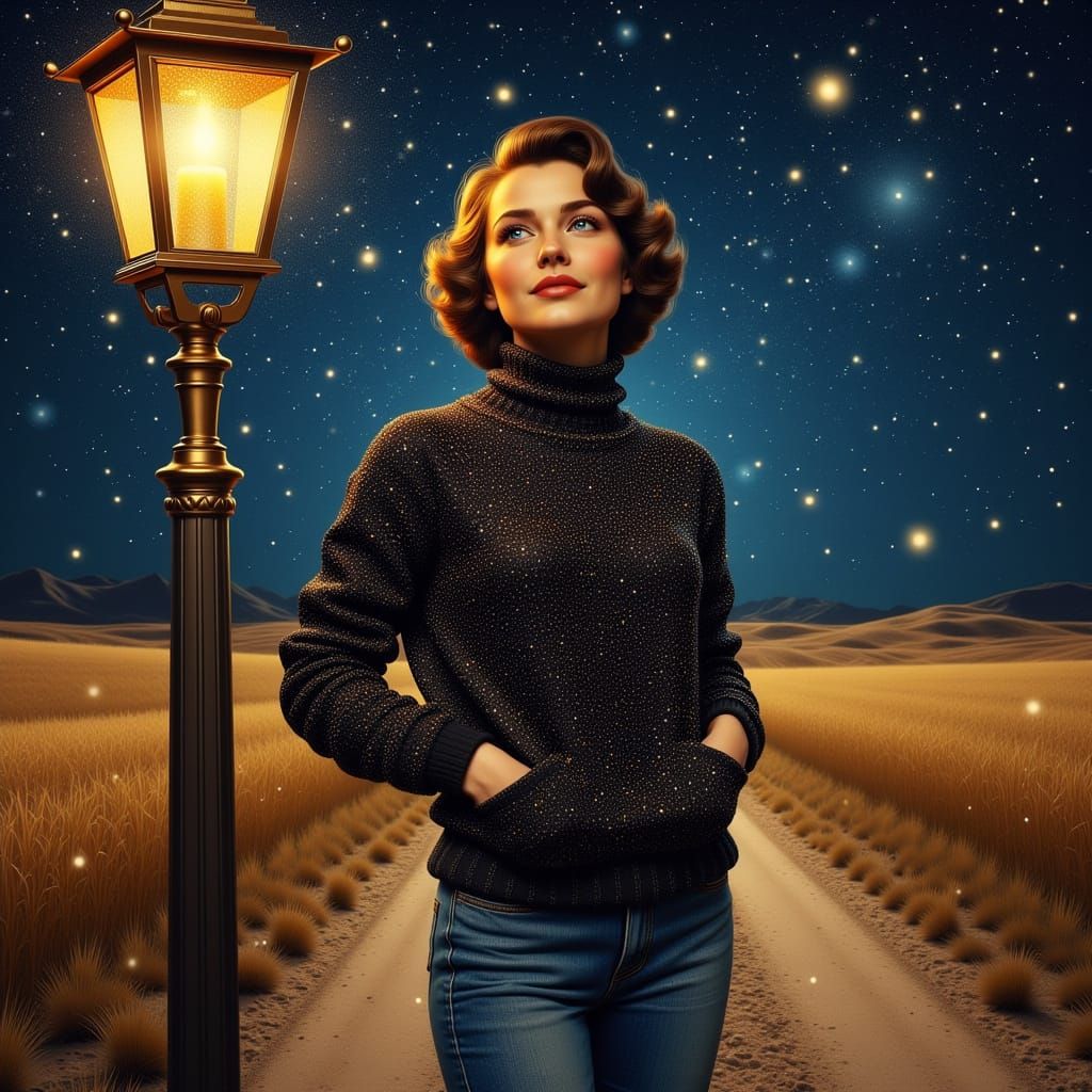 Beautiful Woman on a stary night