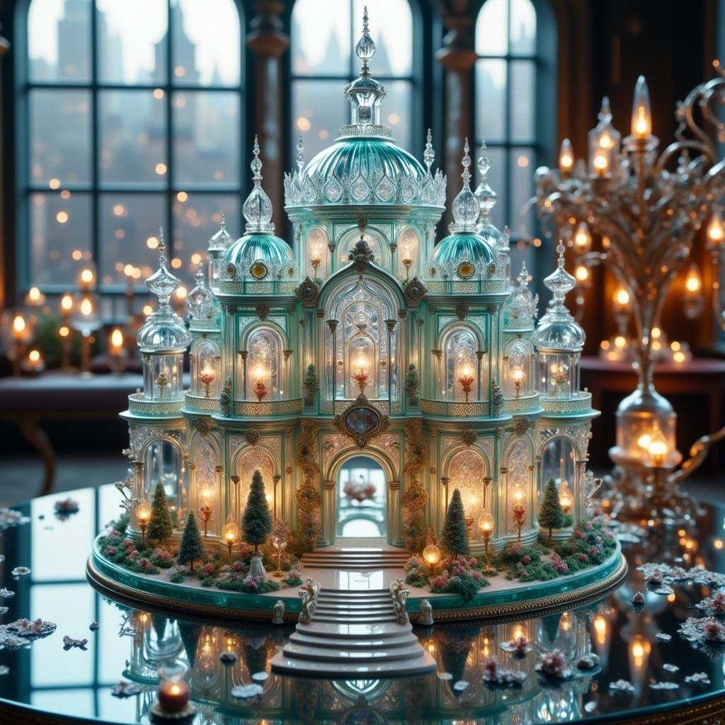 Miniature glass mansion  (Crystal or Glass)