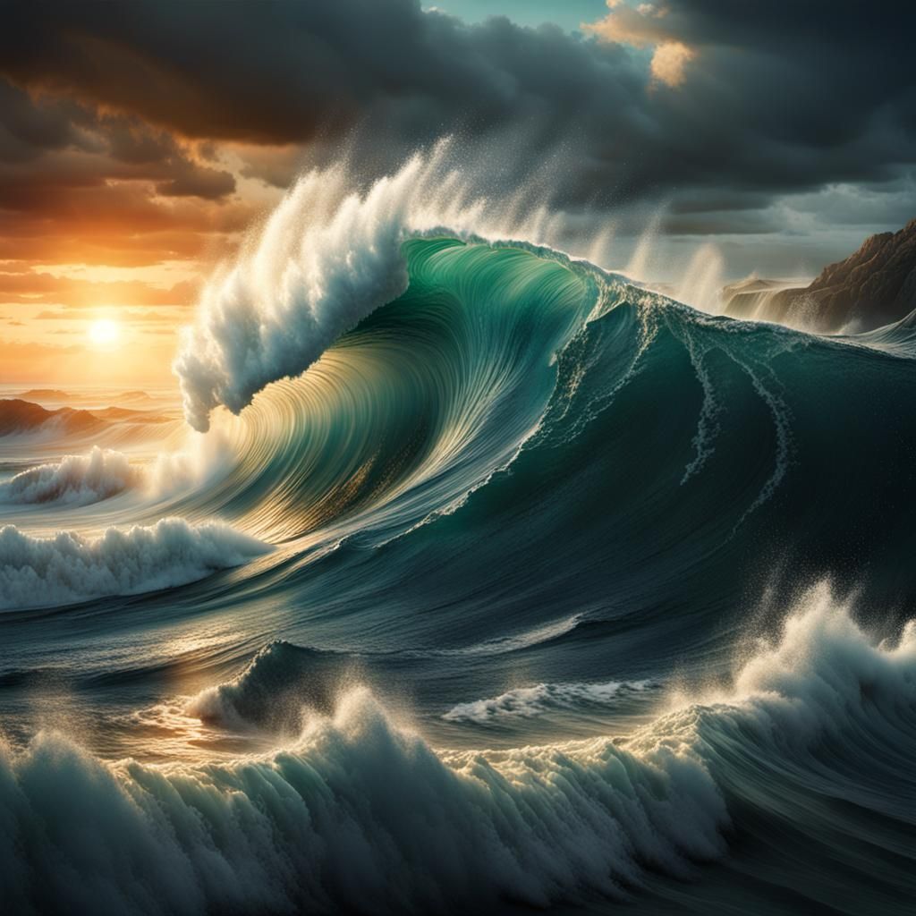 Sunlit Wave: Epic Digital Matte Painting