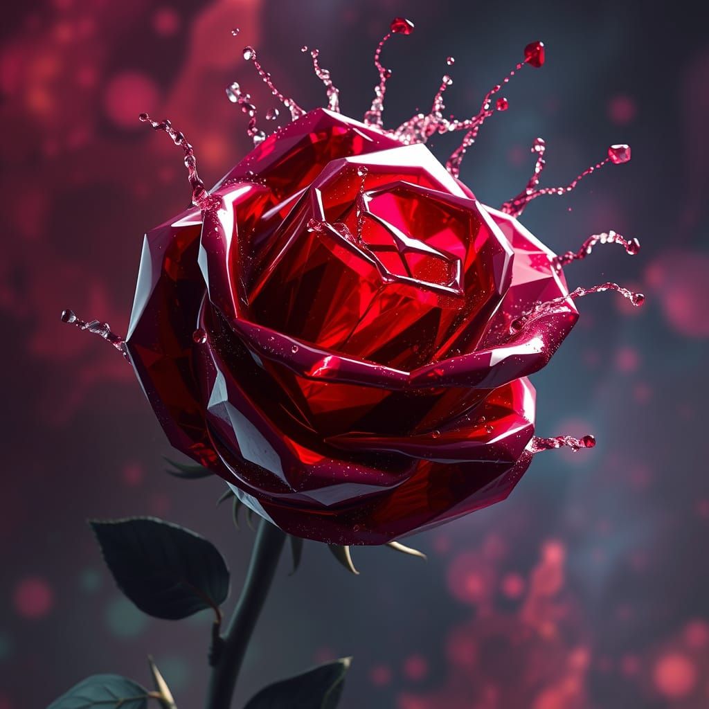 Hyperrealistic Ruby Rose in Vibrant Colors