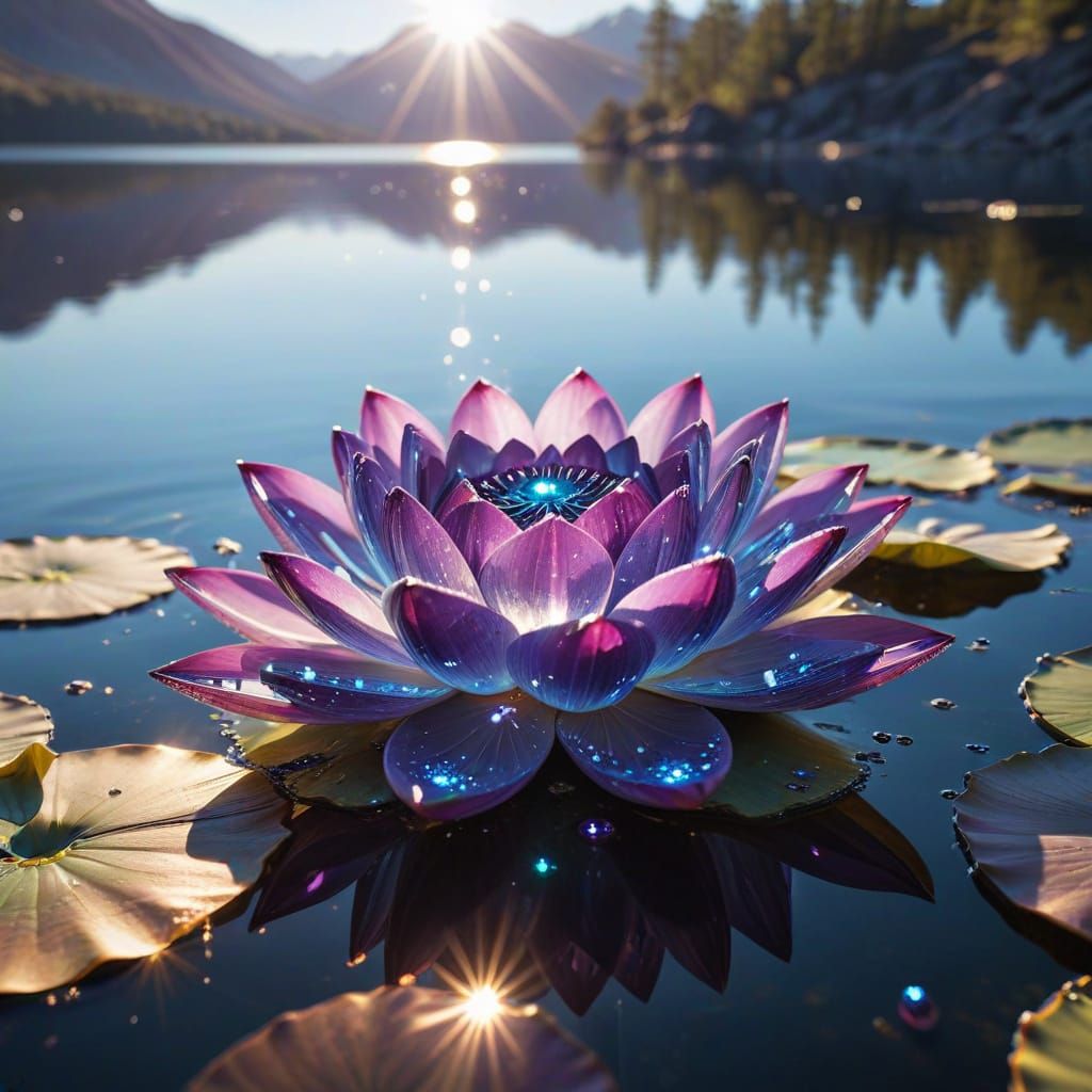 Crystal Lotus in Enchanted Lake