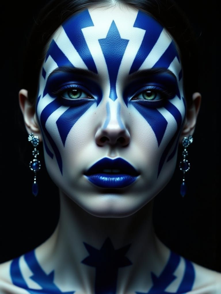 Geometric Surrealism Portrait in Style of Giger and Ross