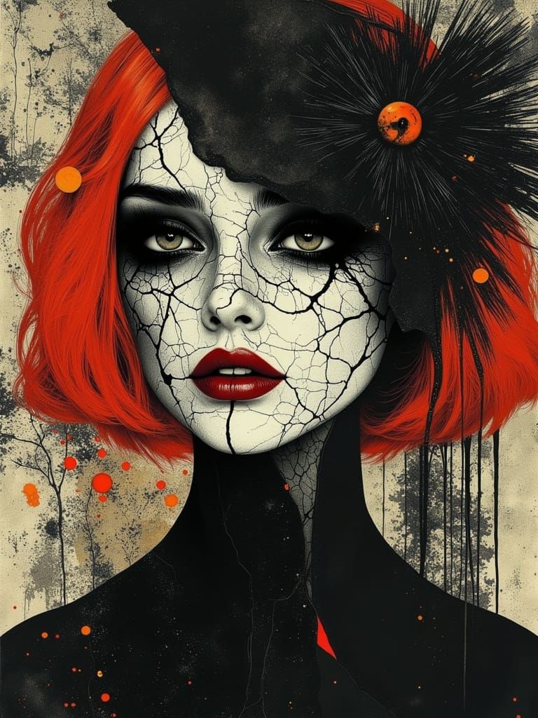 Gothic Surreal Portrait of a Melancholic Woman
