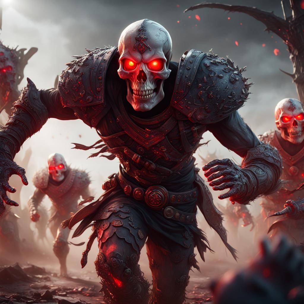 Skull Raiders Team Running: Fantasy Concept Art