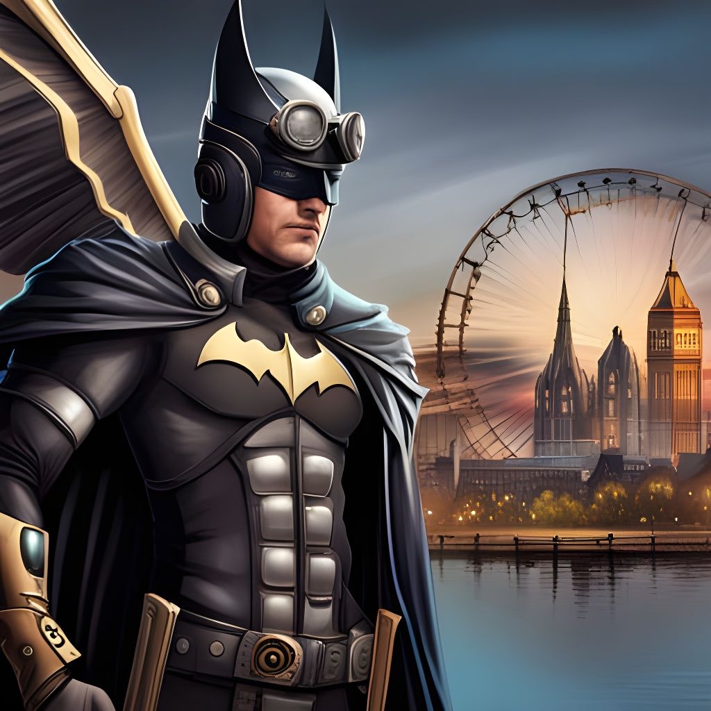 Steampunk Batman Portrait in Detailed Armor