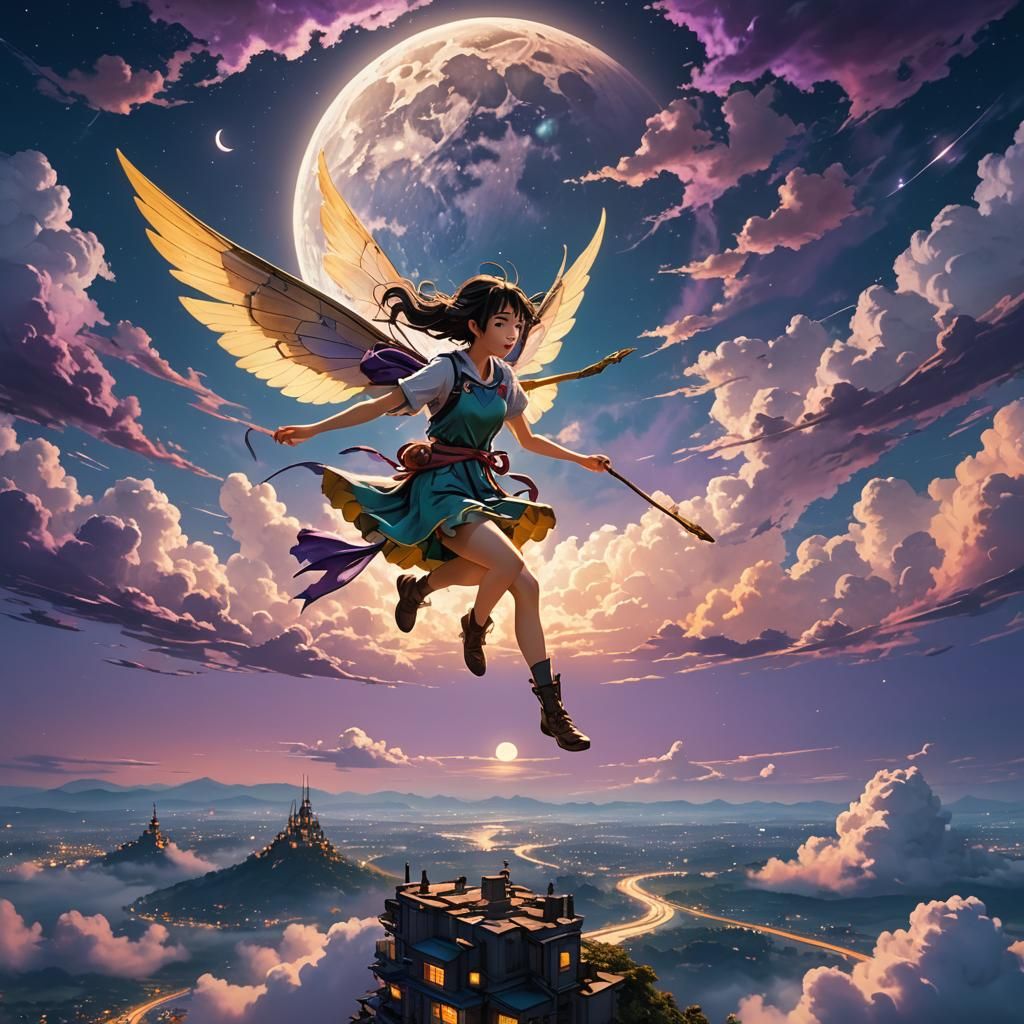 Fairy Under Moon in Triadic Colors