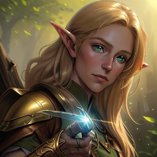 Wood Elf Ranger Portrait in Mythic Realism Style