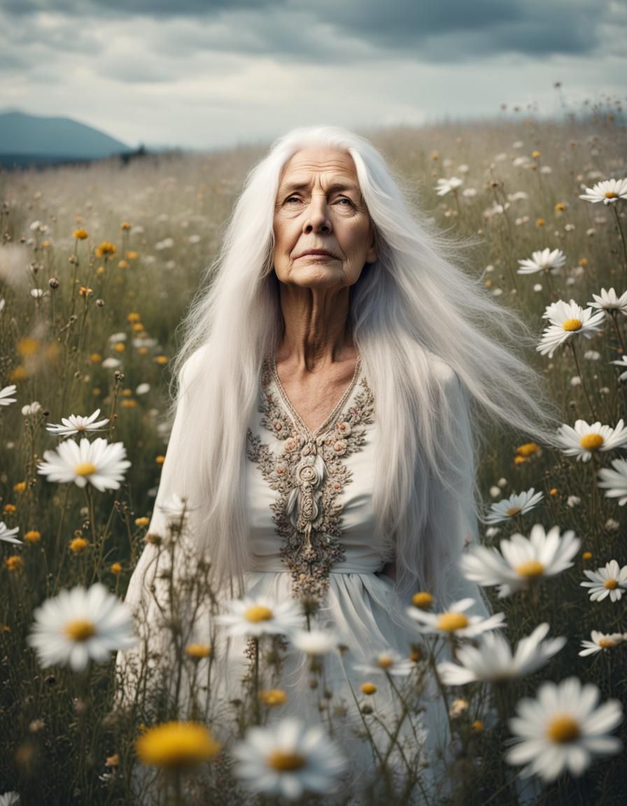 Gorgeous Woman in Flower Meadow: Cinematic Image