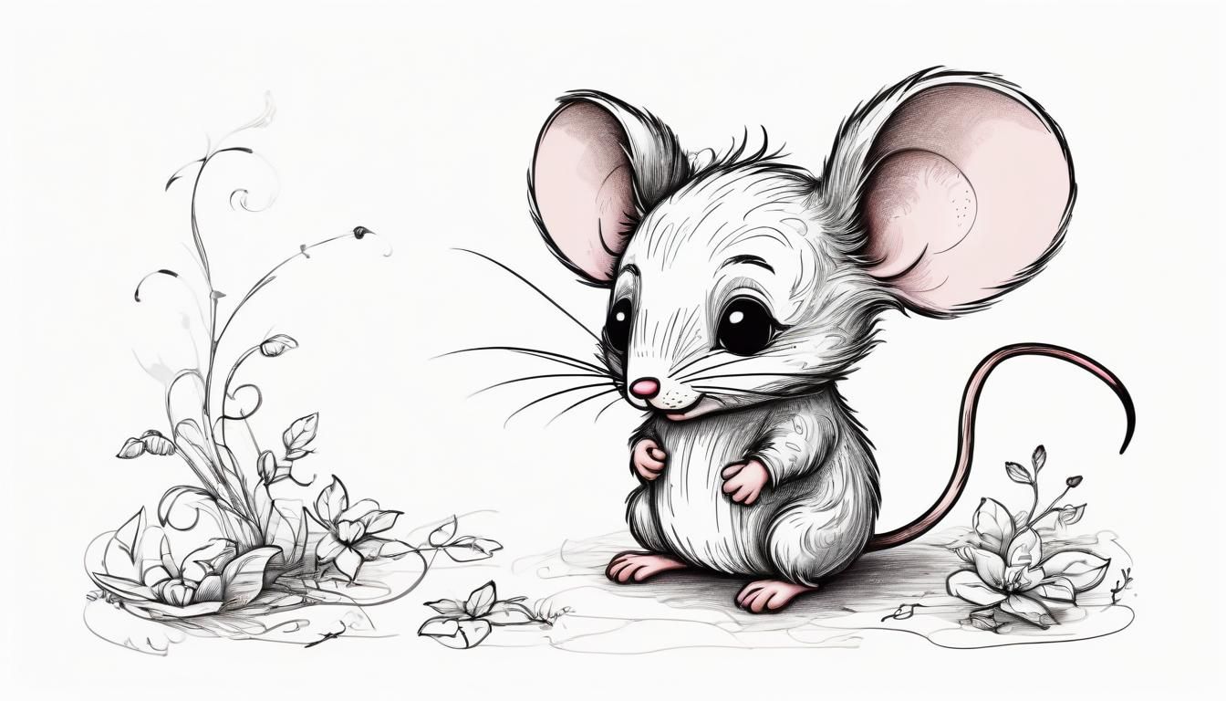 Cute Chibi Mouse Doodle in Whimsical Style