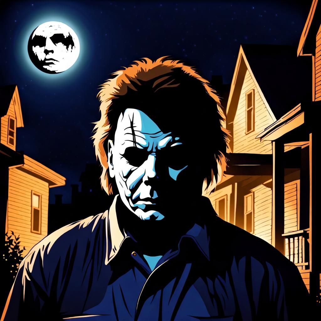 Michael Myers Halloween Night Under Full Moon