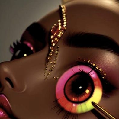 Glamorous Makeup Close-Up in Luxurious Bathroom