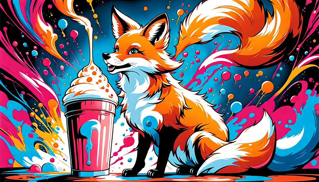 Fox and Woman in Graffiti Splash Art
