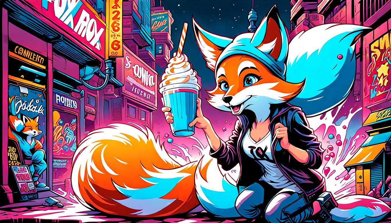 Fox and Woman in Colorful Graffiti Art