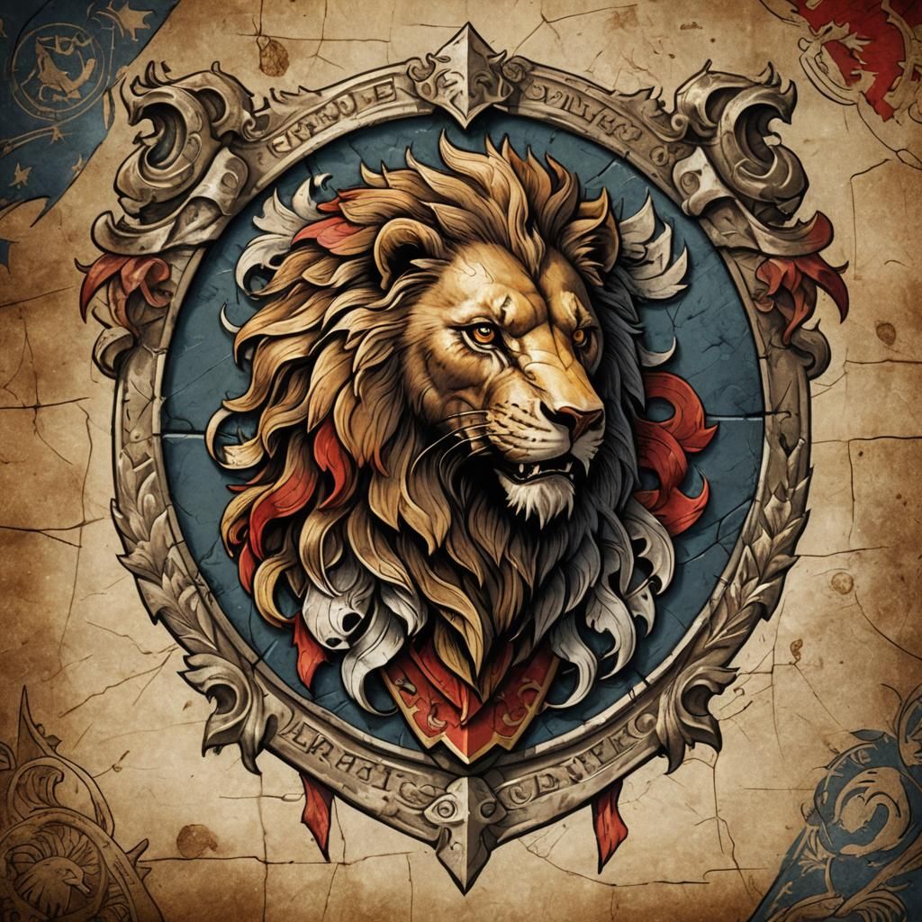 Animal Crest Emblem on Medieval Flag