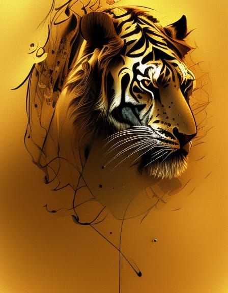 Lion-Tiger Portrait in Hyperdetailed Digital Art