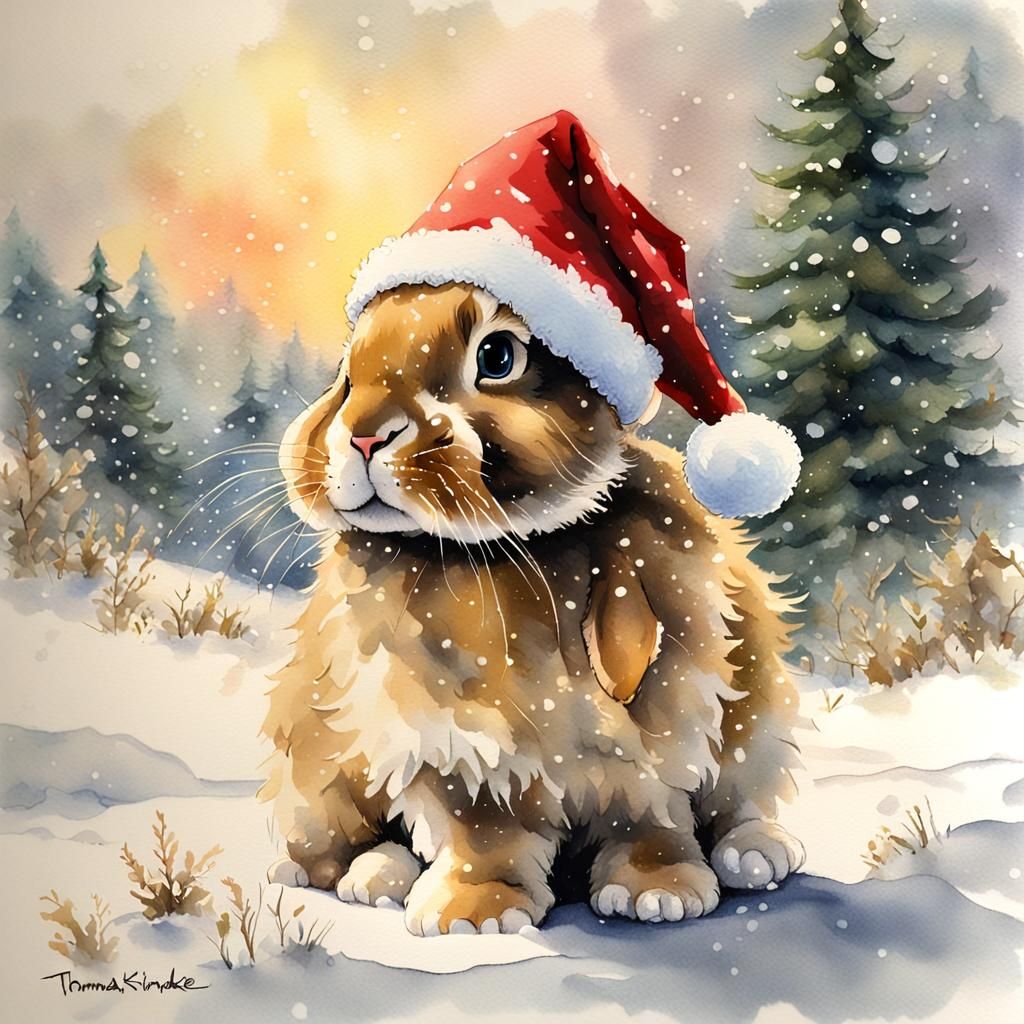 Vintage Santa Bunny in Warm Golden Light