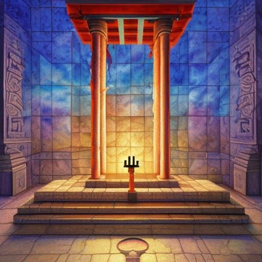 Surreal Jeff Bezos Sacrificial Altar in Hyperreal Pixel Art