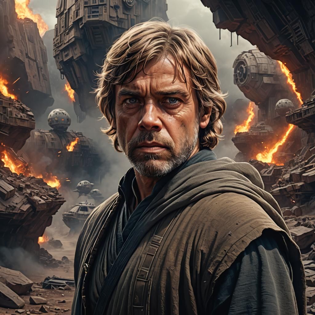 Realistic Portrait of Luke Skywalker in Matte Painting