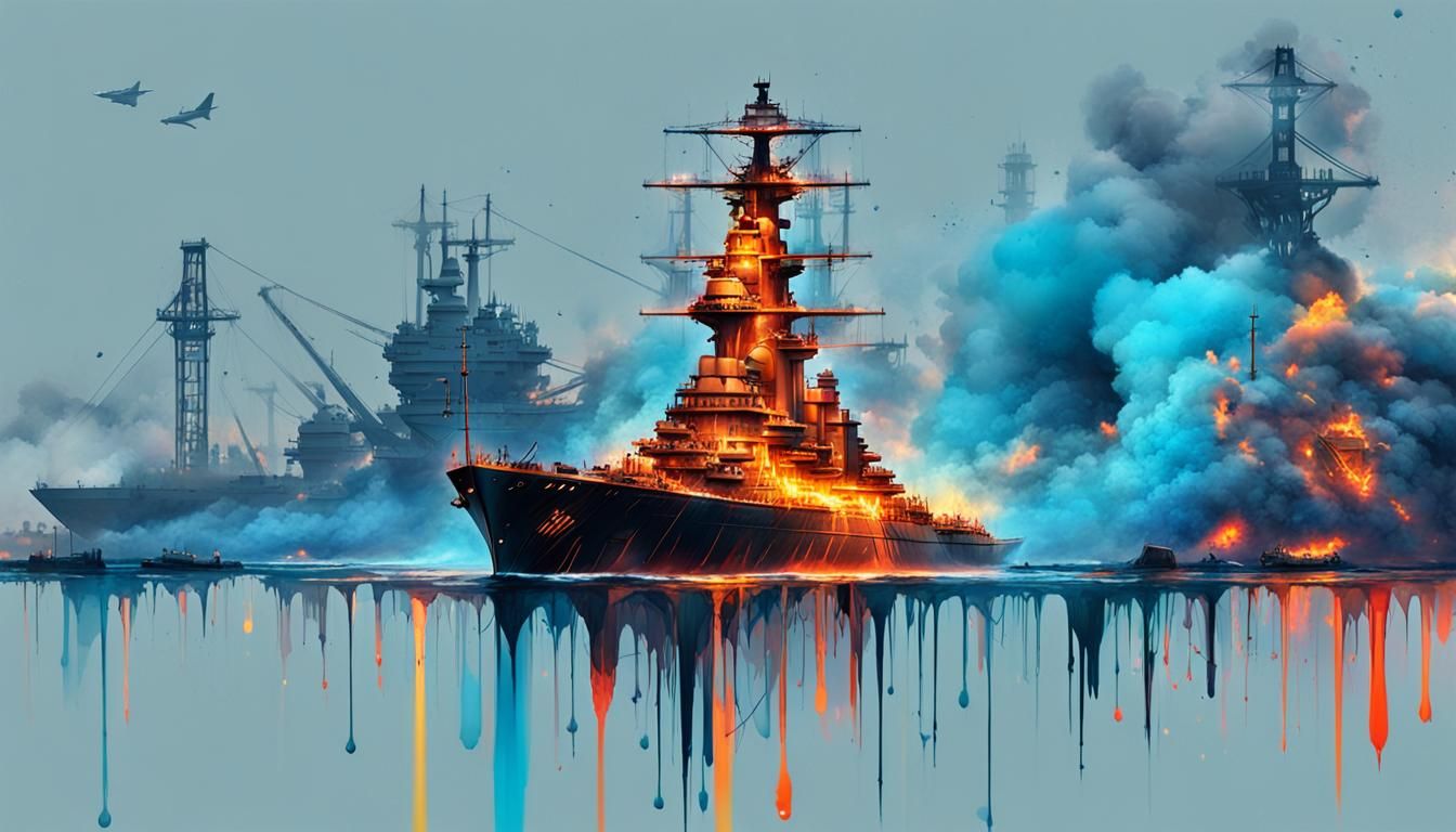 Battleship Fractal in Graffiti Art Style