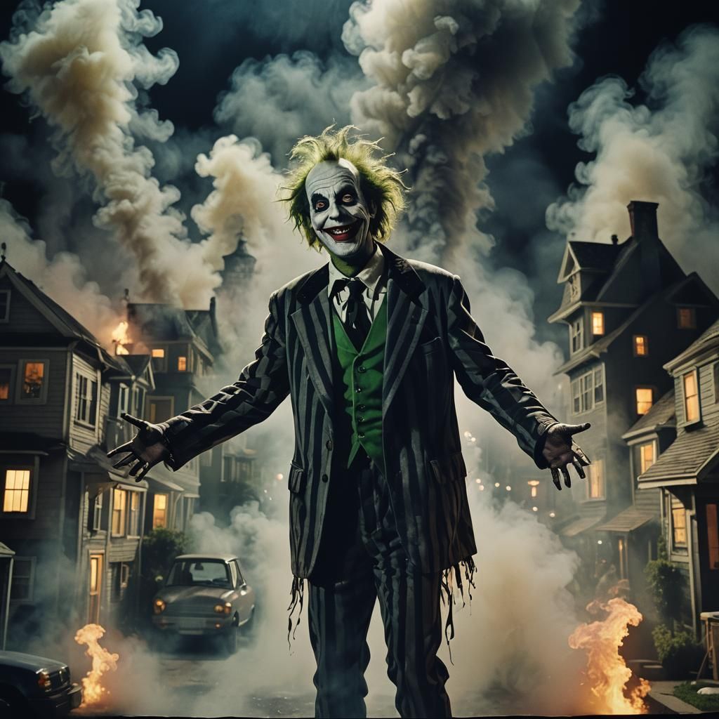 Beetlejuice Emerges from Miniature City