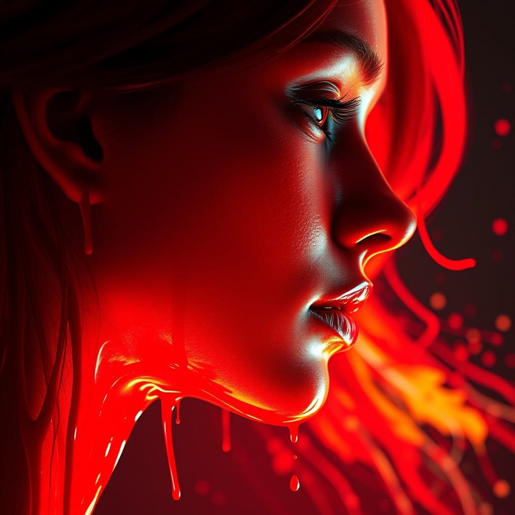 Ethereal Portrait in Dripping Paint