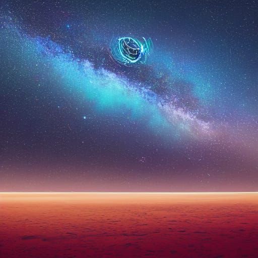 Majestic UFO Illuminates Desert Night Sky in Digital Art