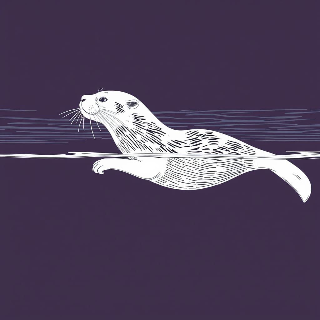 Sleek Otter Silhouette in Vibrant Water