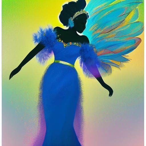 Anime Princess with Candy Feathers in Digital Smear Style