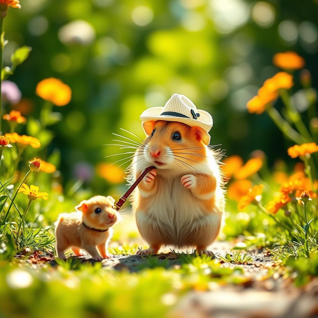 Hamster Walking Dog: Professional Photography with Bokeh