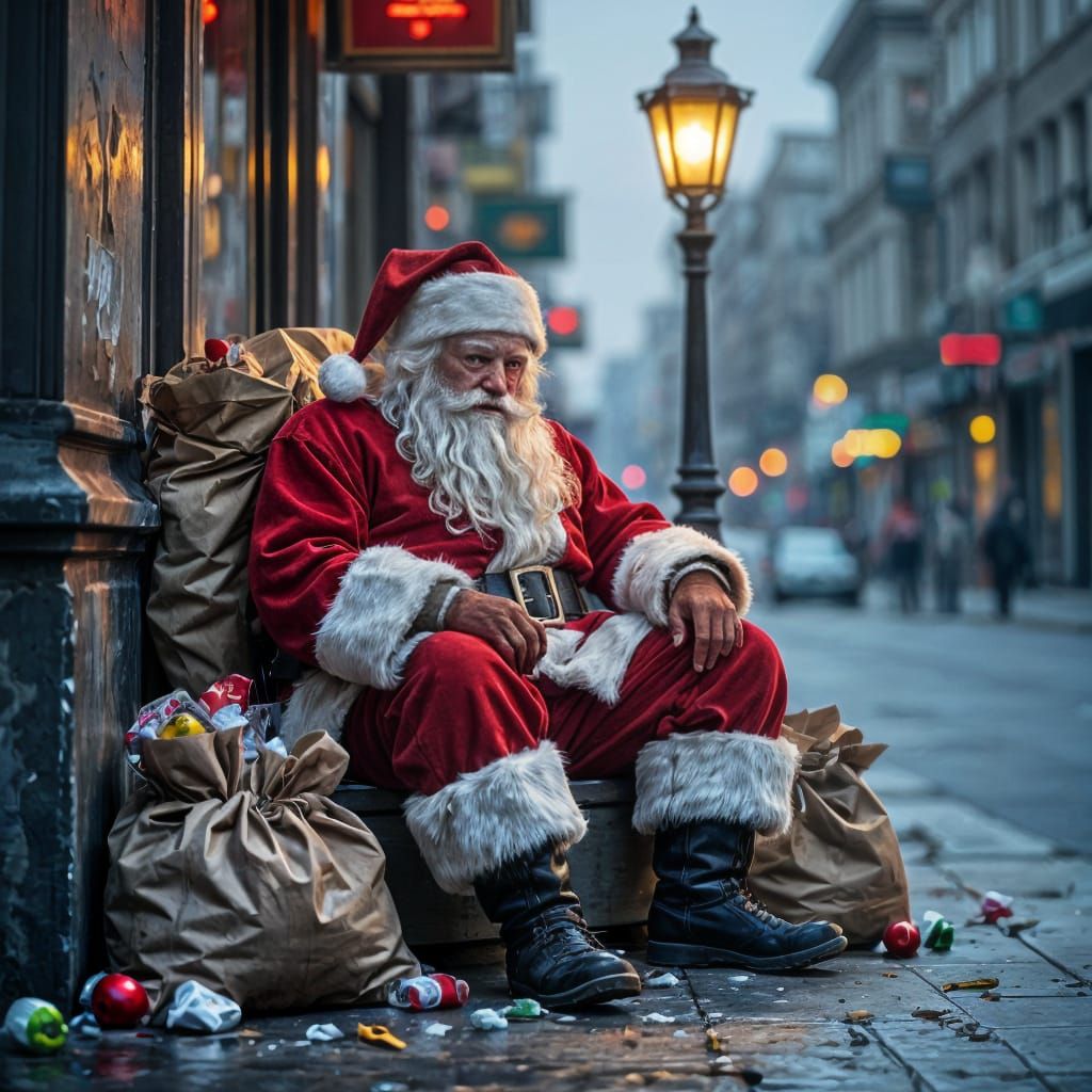 homeless bad Santa