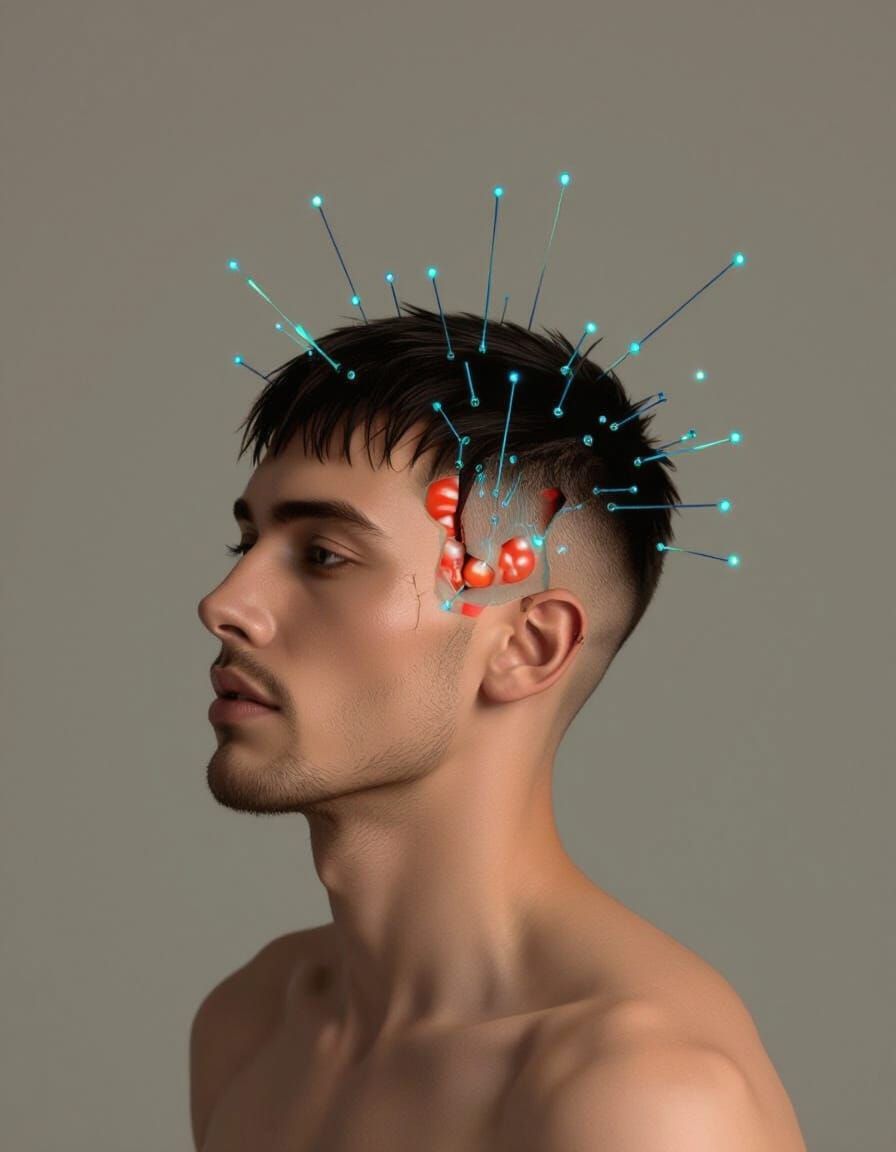 Futuristic Cyborg with Exposed Circuits in Industrial Style