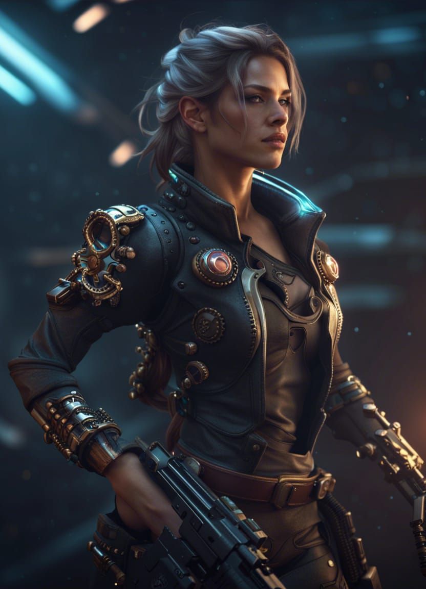 Female Space Pirate Concept Art in 8k