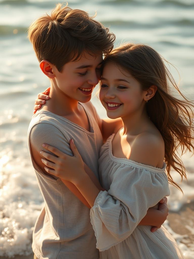 Romantic Beach Scene with Couple in Unreal Engine 3D