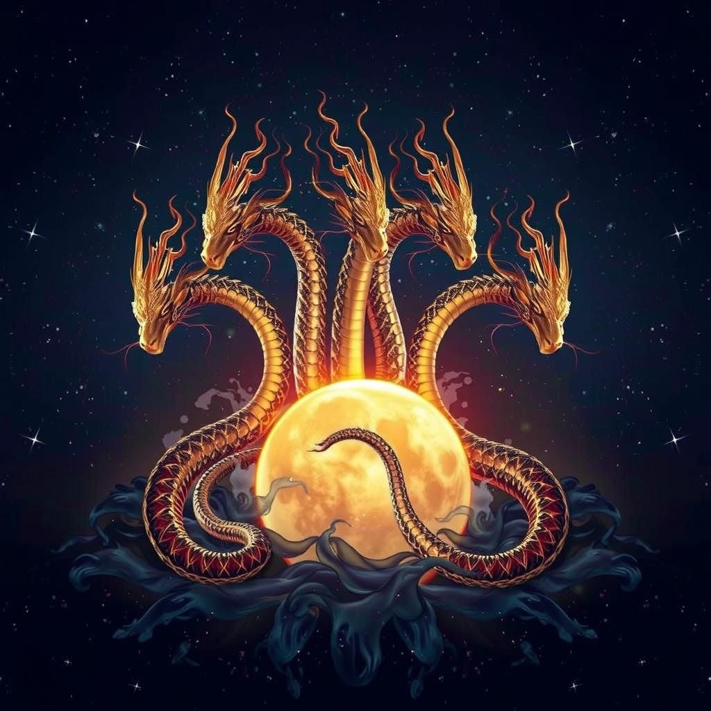 Multi-Headed Hydra Rising from the Ocean