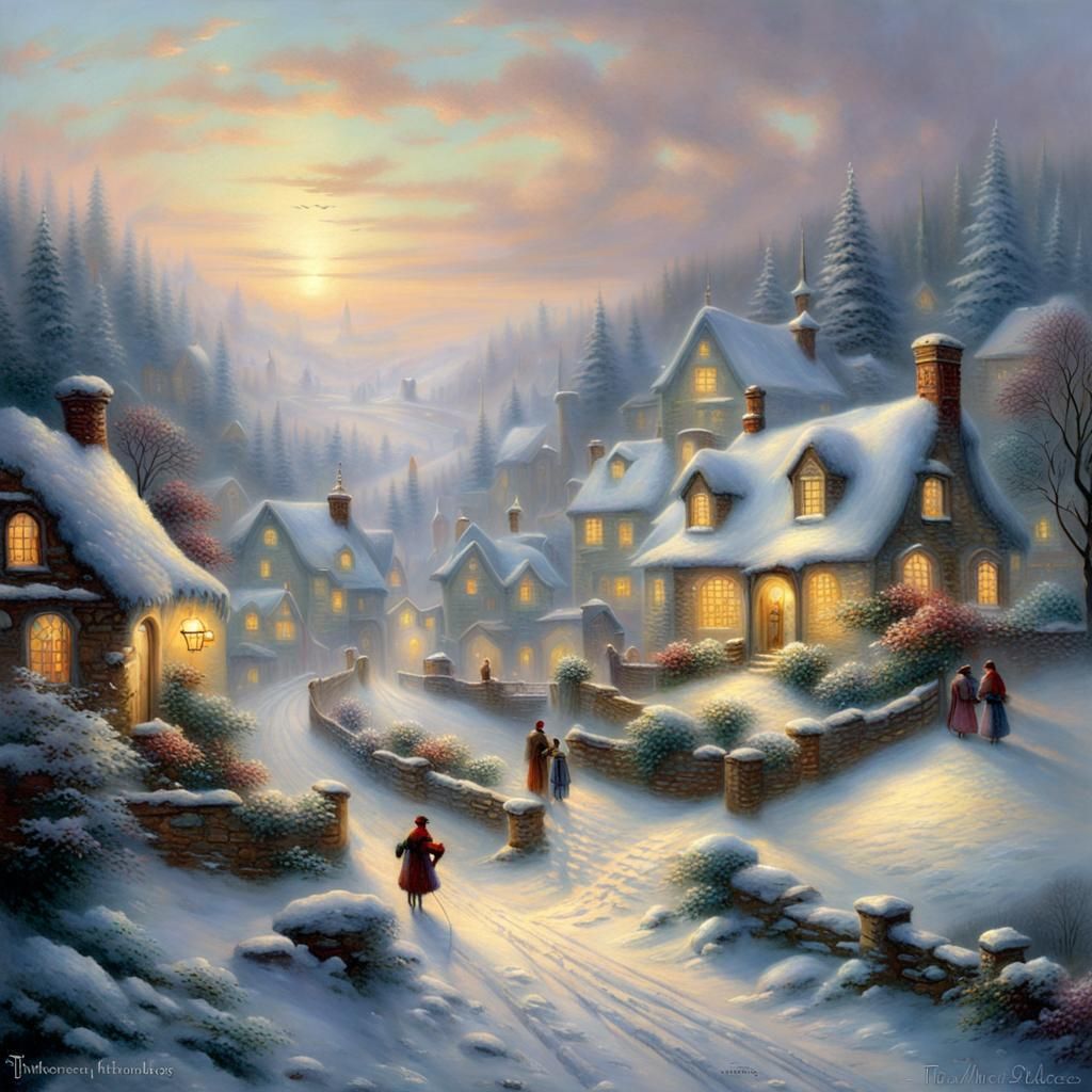 Winter Village in Ethereal Fantasy Style