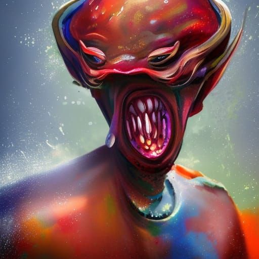 Hyperrealistic Squid Eyed Man: Splash Art Portrait