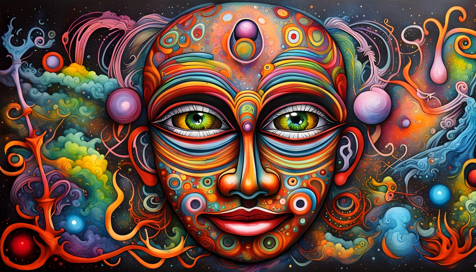 Cosmic Dream Goddess Emanating Unconditional Love in Vibrant...