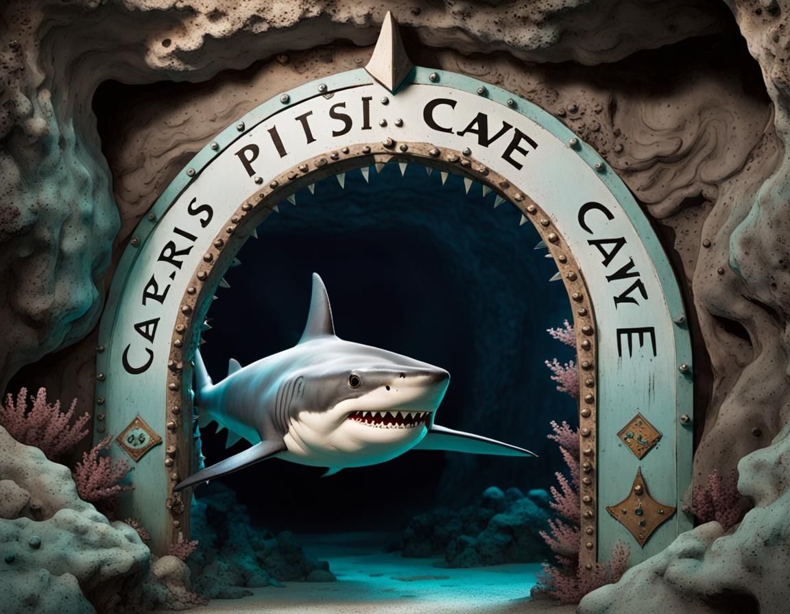 Vicious Shark Guarding Mermaid Cave Entrance
