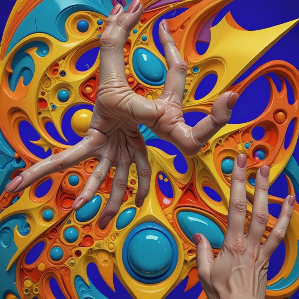 Distorted Human Form in Vibrant Geometric Styles