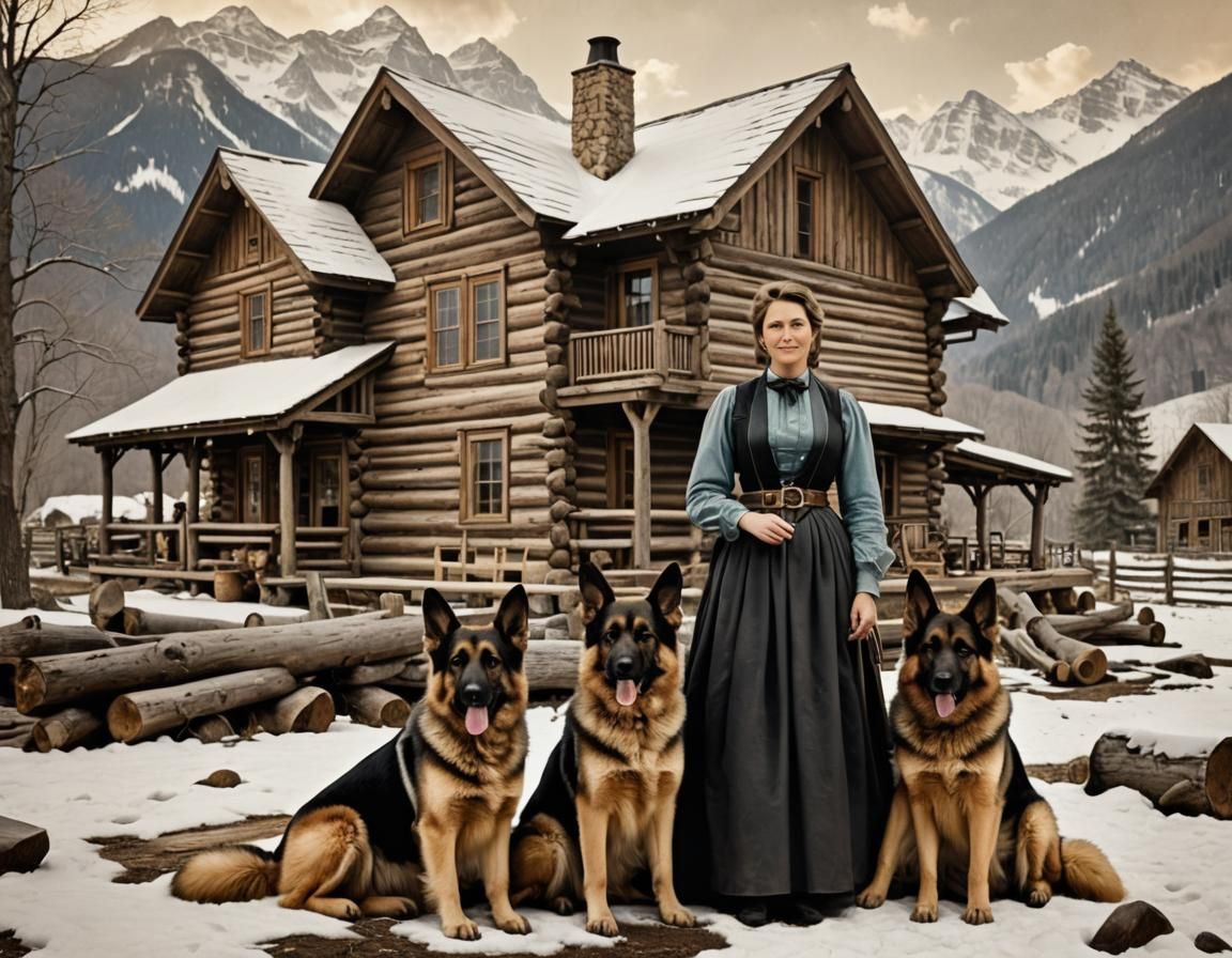 American Pioneer woman in the Wild West Frontier around 1835