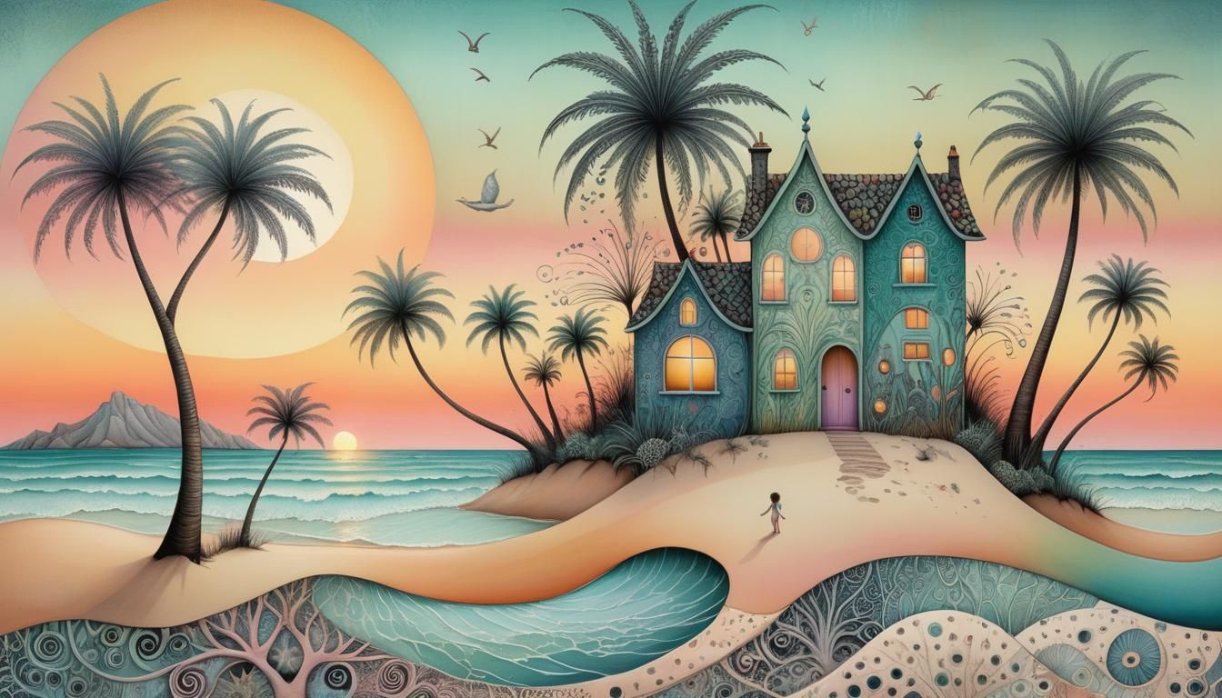 Twisted Beach Holiday House in Vibrant Sunset Colors