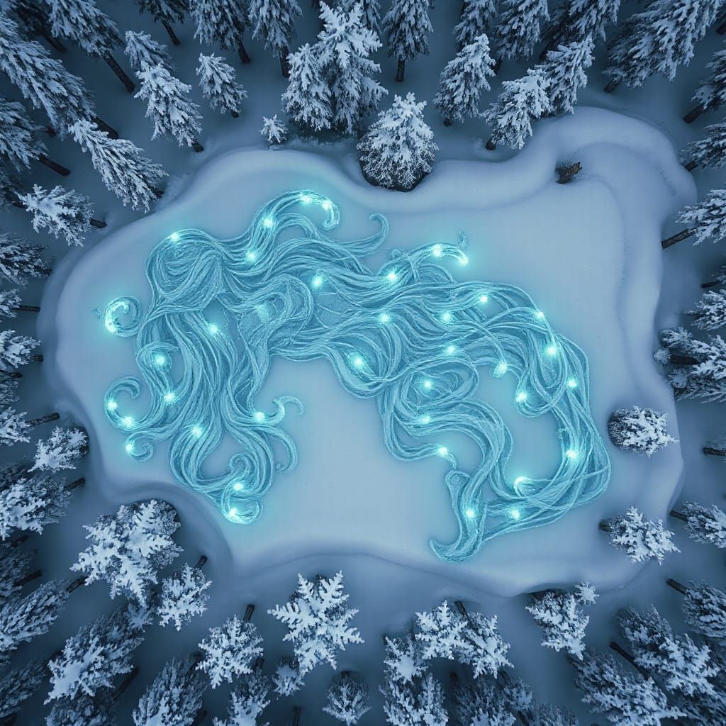 Ethereal Winter Forest Goddess in Charcoal-Inspired Hyperdet...