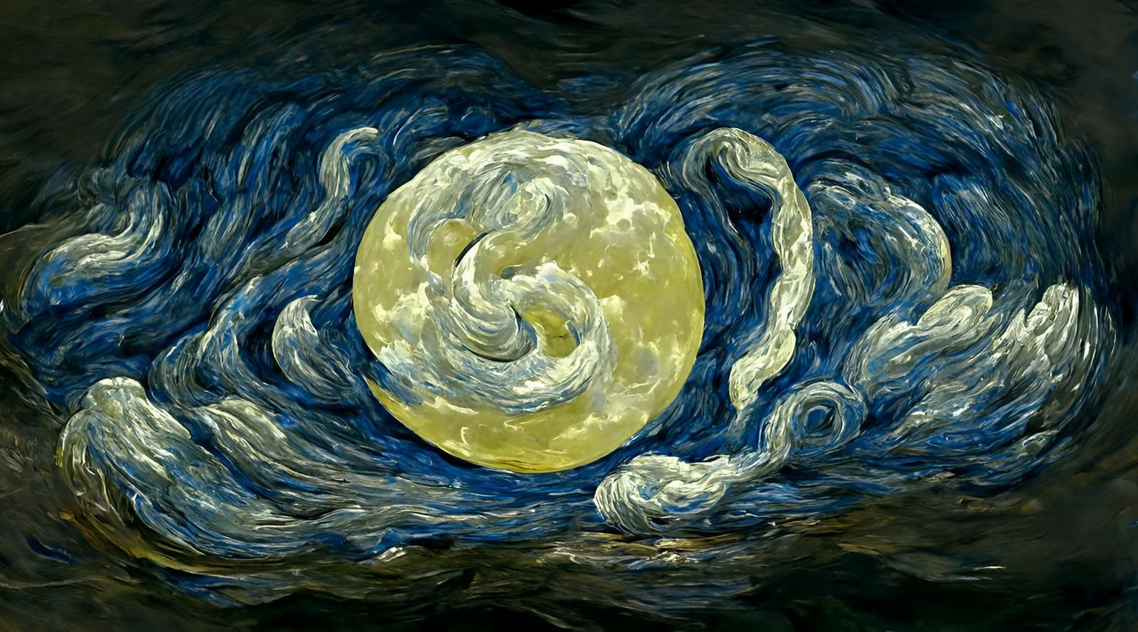 Swirling Moon in Impressionist Style