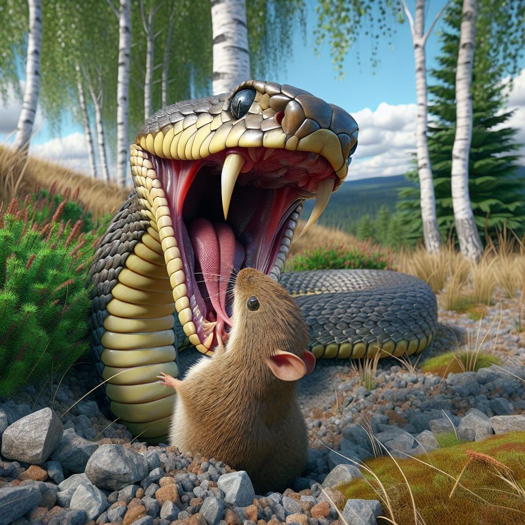 Viper Captures Vole in Hyper-Realistic 3D Rendering