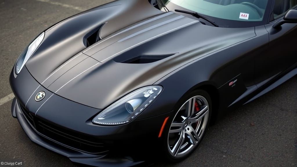 Sleek Matt Black Sports Car with Chrome Accents