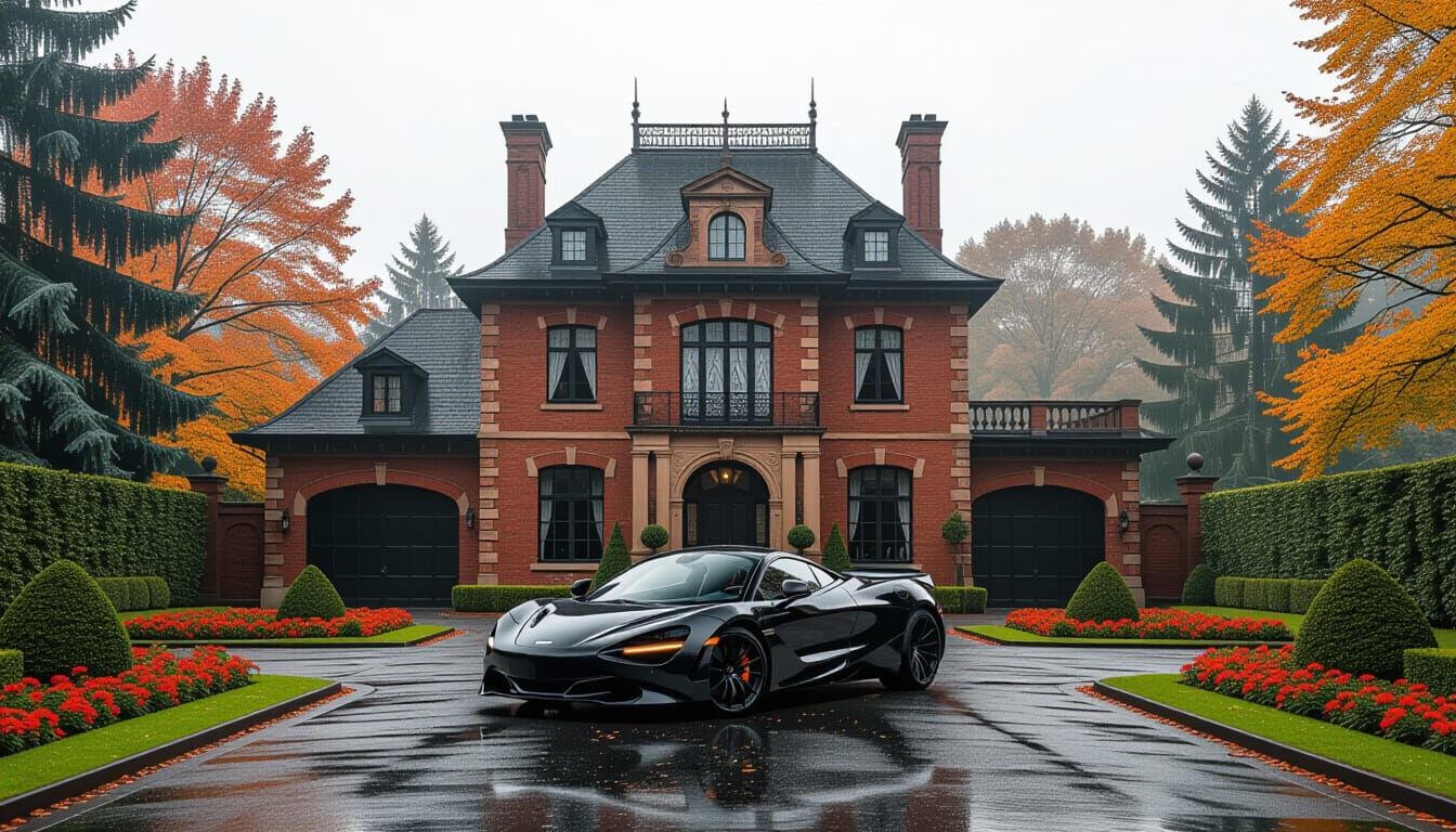 Victorian Chateau with McLaren in Misty Season