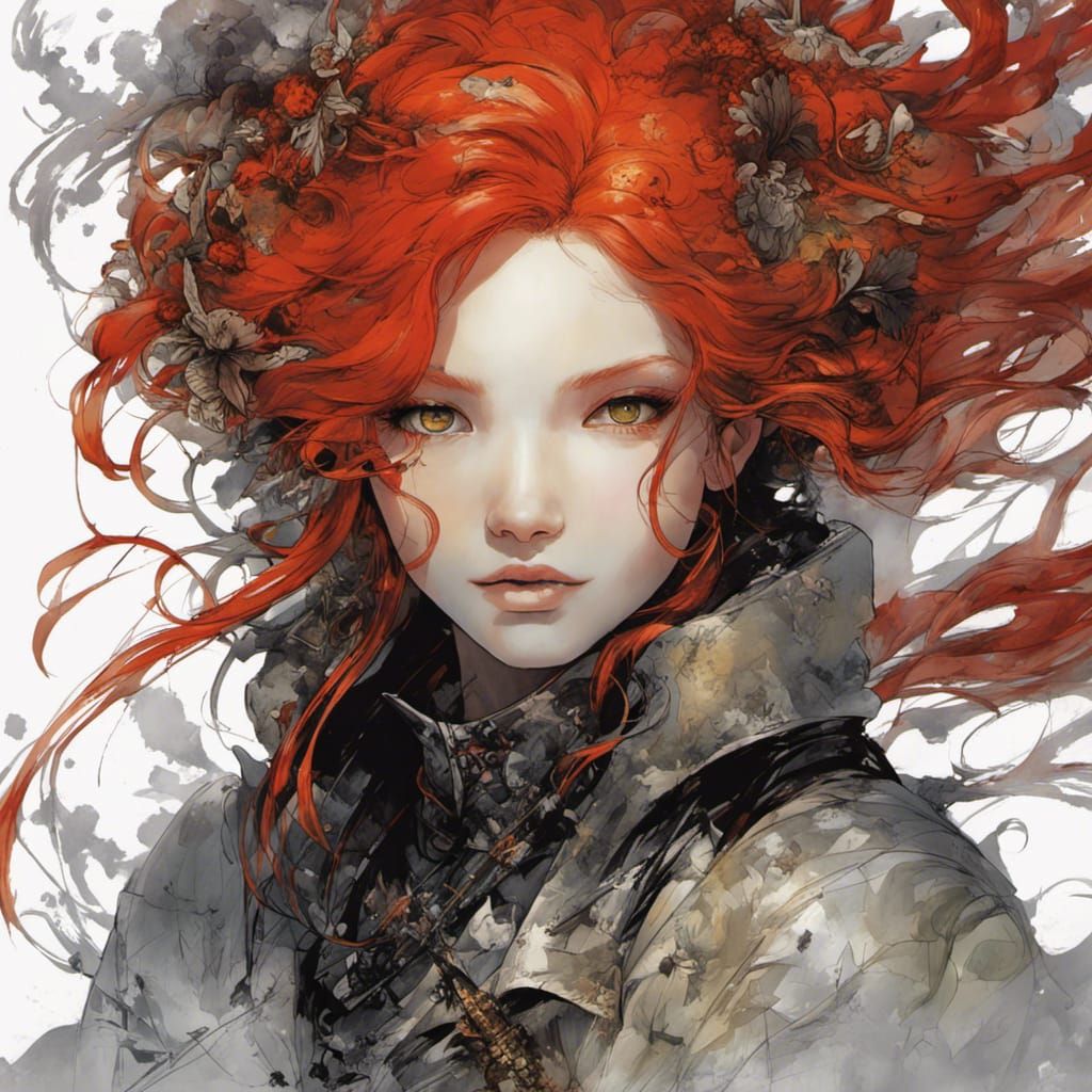Ginger Man with Fire Hair: Digital Art Fantasy