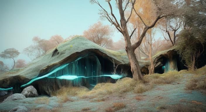 Eerie Alien Creature in Bio-Luminescent Cave